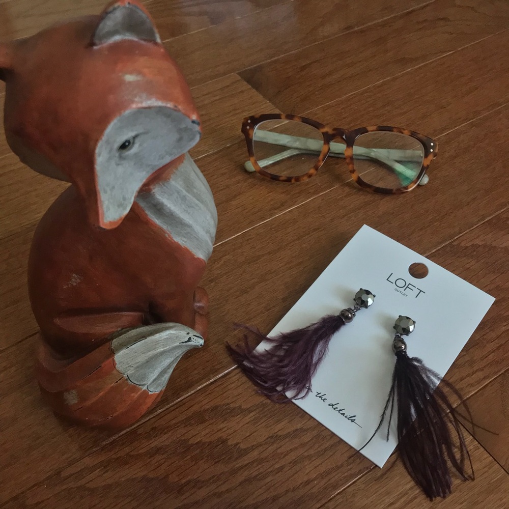 Loft feather + stone earring | NWT